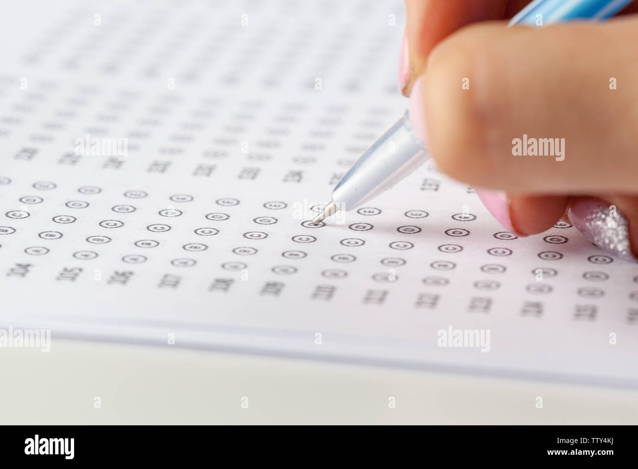 Test score sheet with answers Stock Photo - Alamy