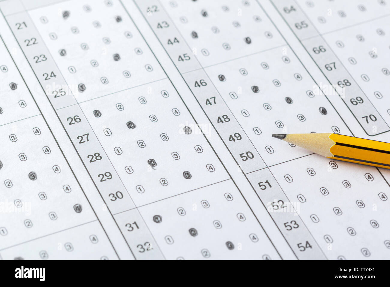 Test score sheet with answers Stock Photo - Alamy