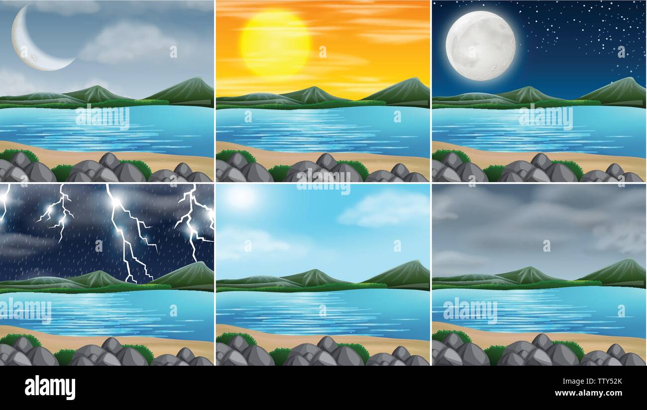 Set of nature landscape illustration Stock Vector Image & Art - Alamy
