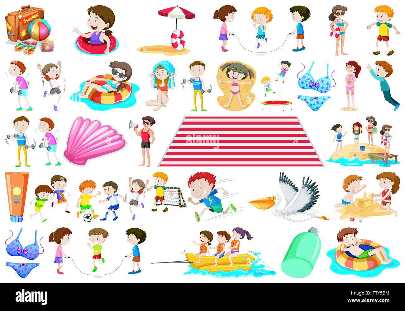 Set of summer children illustration Stock Vector Image & Art - Alamy