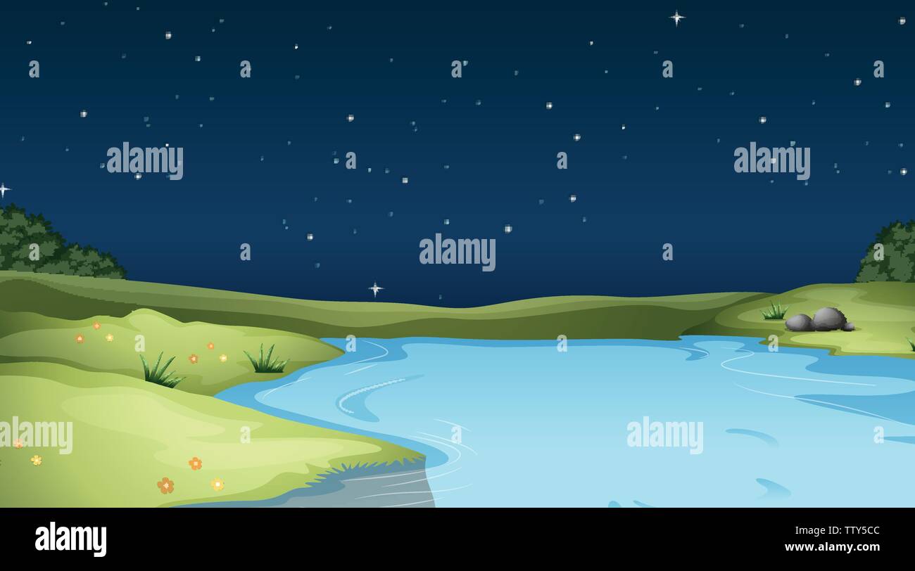 A nature landscape at night illustration Stock Vector Image & Art - Alamy