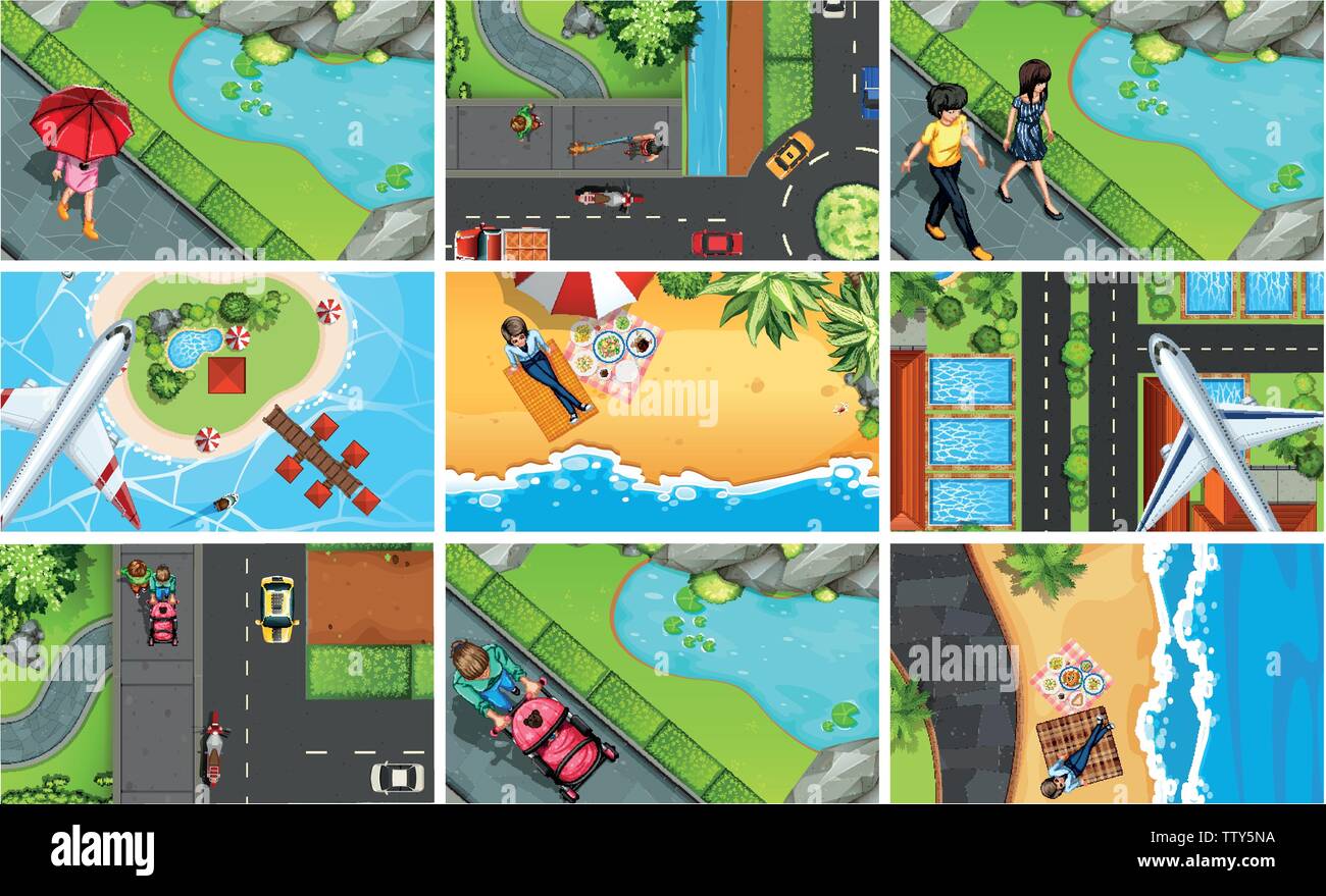 Set of aerial landscape illustration Stock Vector Image & Art - Alamy