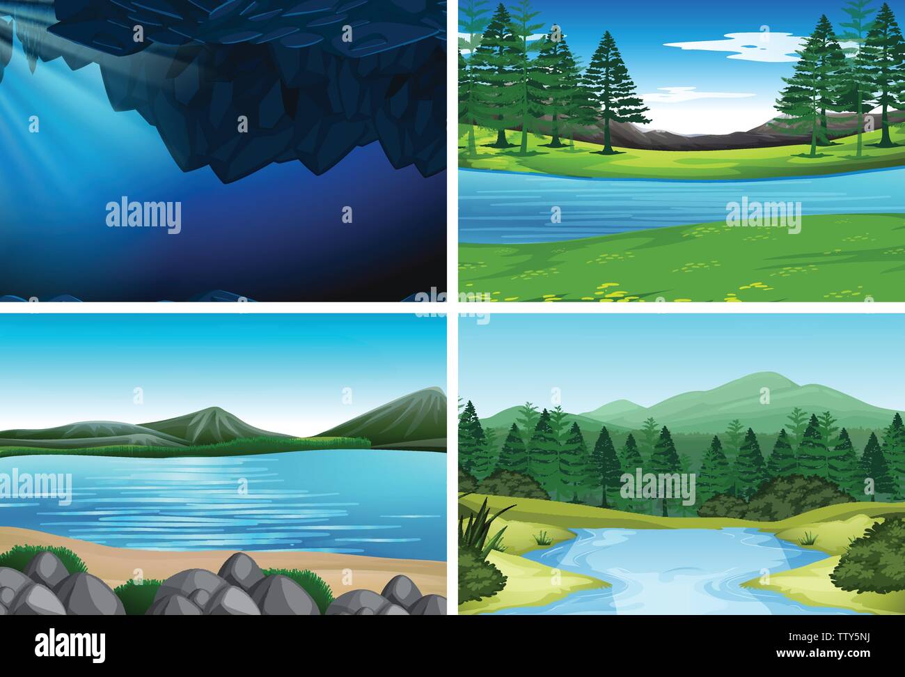 Set of nature background illustration Stock Vector Image & Art - Alamy