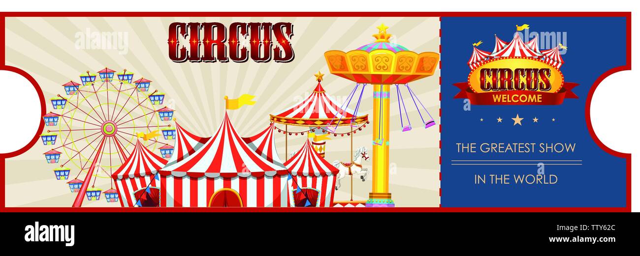 A circus ticket template illustration Stock Vector