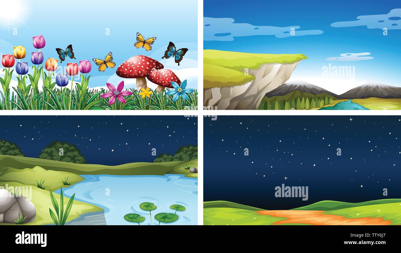 Set of nature landscape illustration Stock Vector Image & Art - Alamy