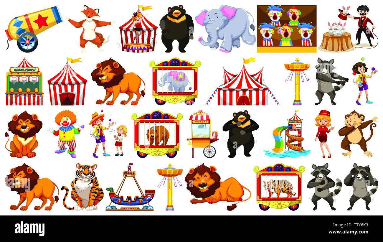 Set of circus object illustration Stock Vector