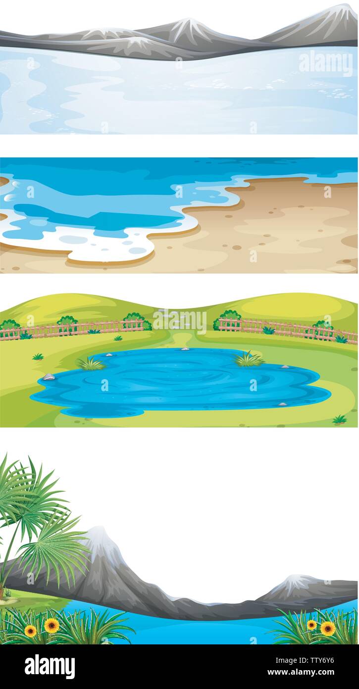 Set of nature landscape illustration Stock Vector Image & Art - Alamy