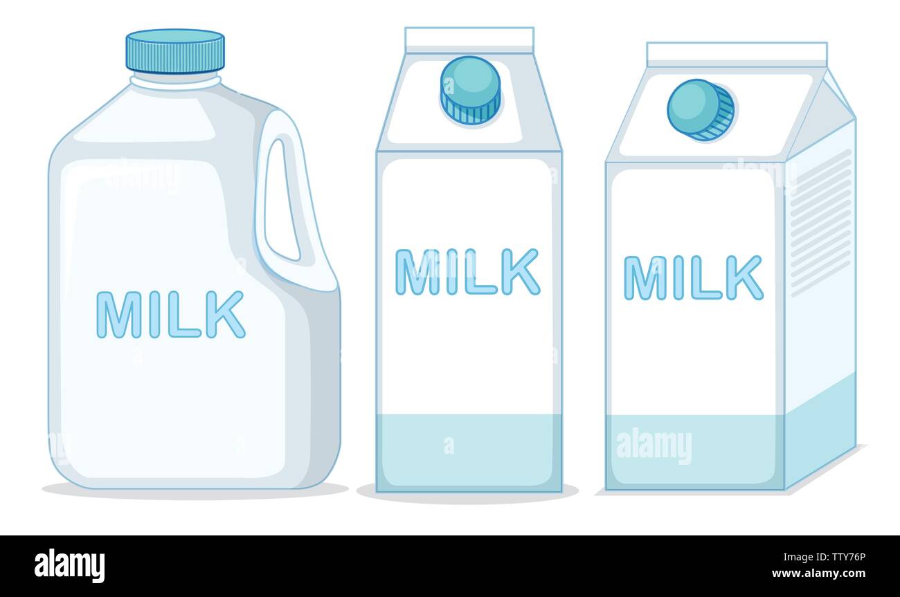 Set of milk on ehite background illustration Stock Vector