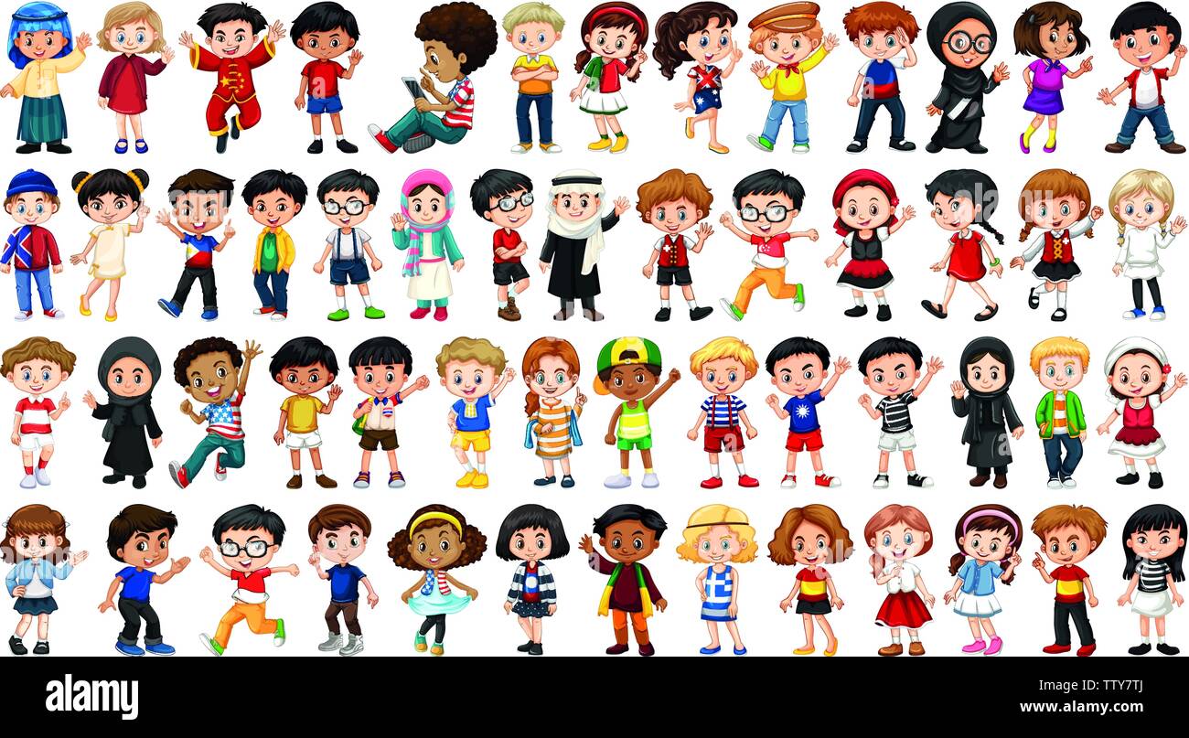Set of multicultural character illustration Stock Vector Image & Art ...