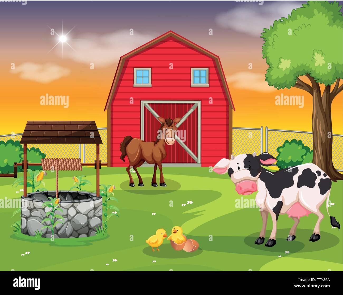 A rural farmland scene illustration Stock Vector Image & Art - Alamy