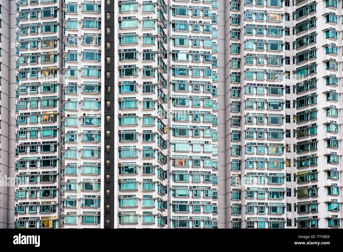 Picture of Exterior seamless facade apartment with green glass windows Stock Photo ...