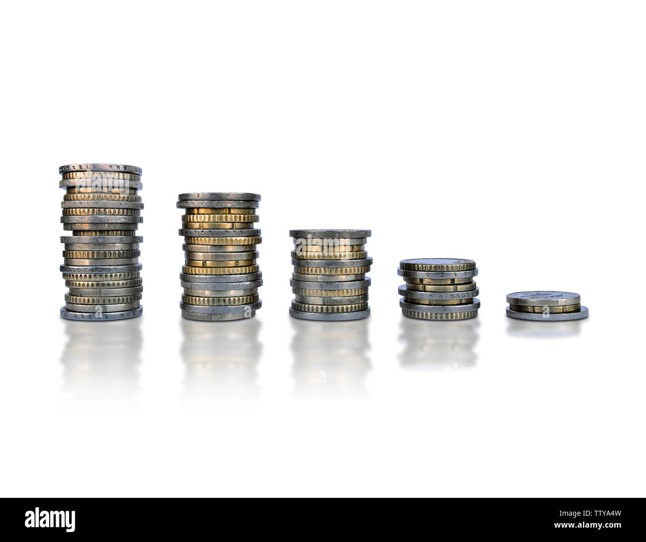 Coins graph isolated on white Stock Photo