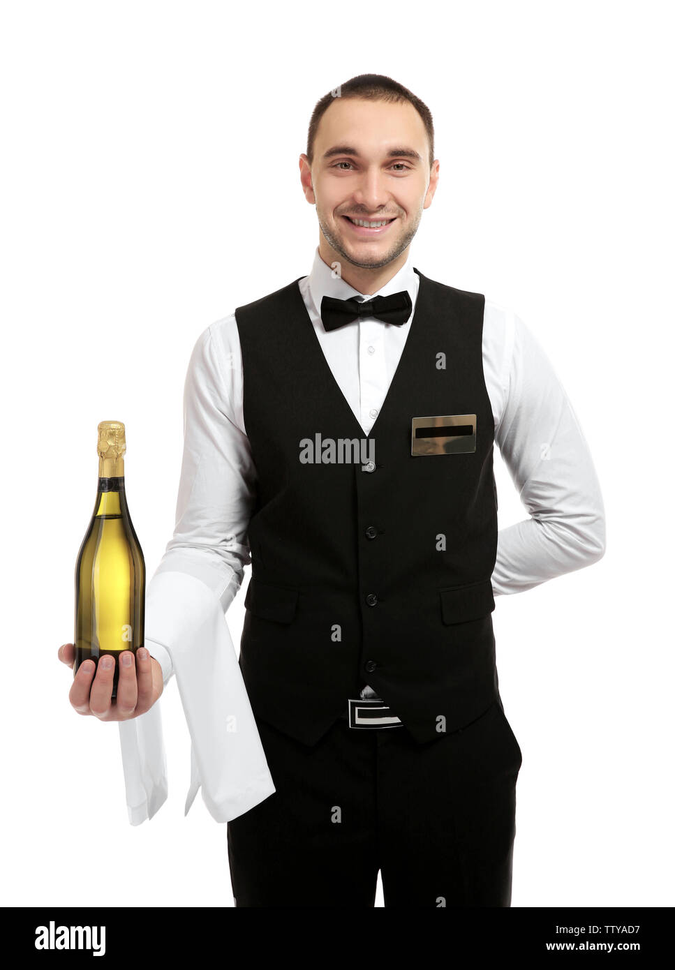 Waiter holding wine hi-res stock photography and images - Alamy