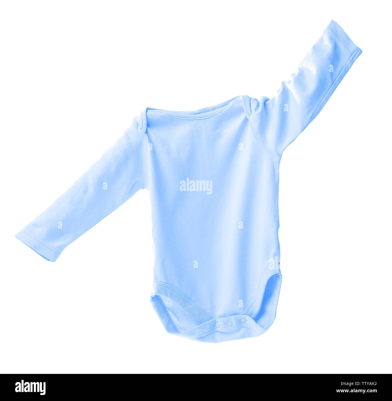 Blue baby bodysuit on white background Stock Photo Alamy