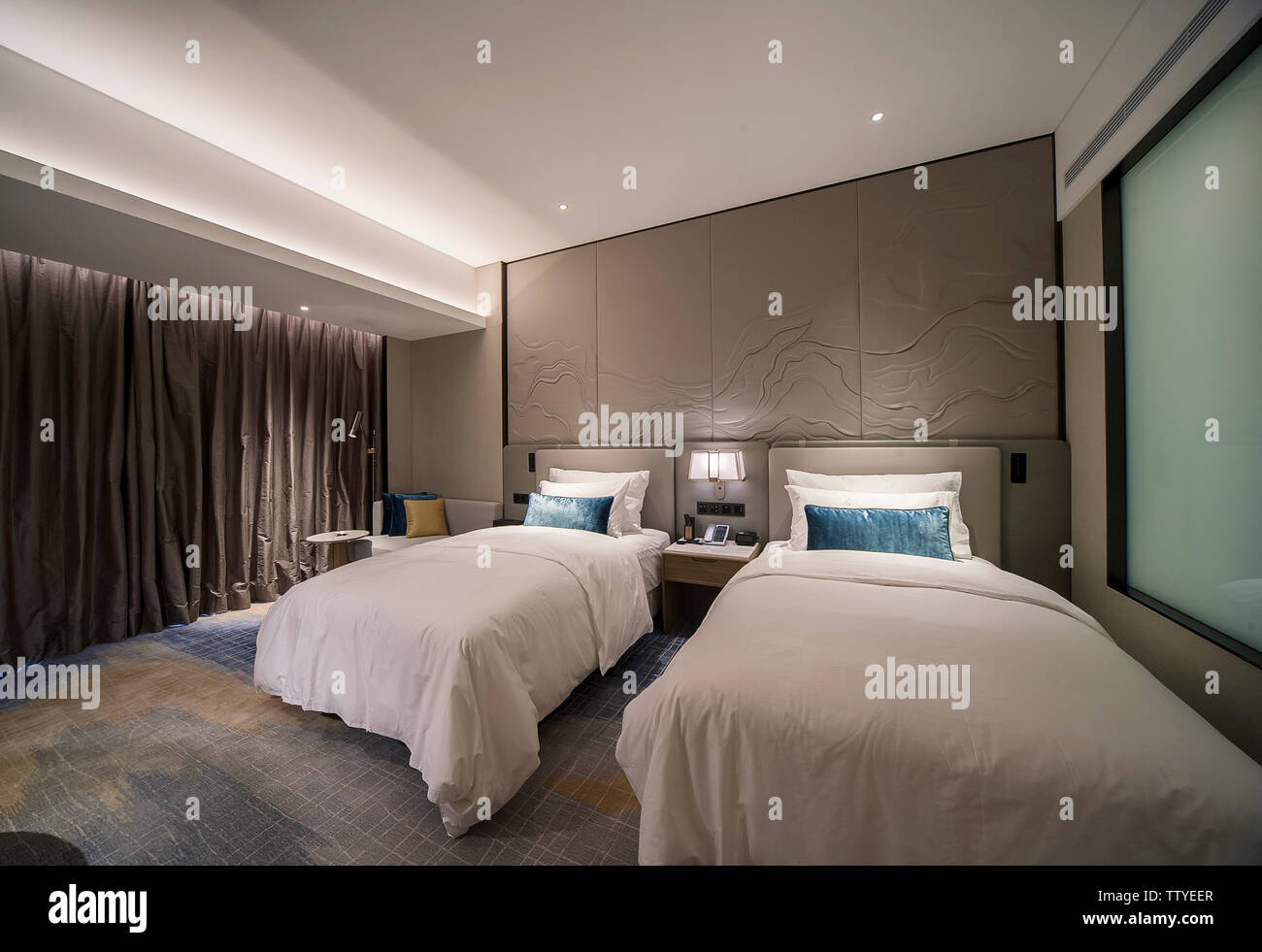 Five-star hotel double standard model room Stock Photo