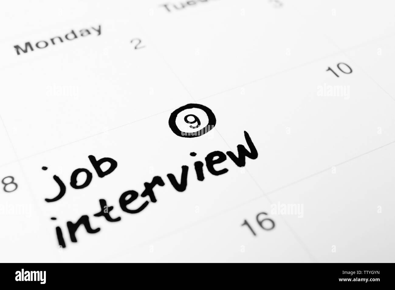 Job interview date on calendar Stock Photo - Alamy