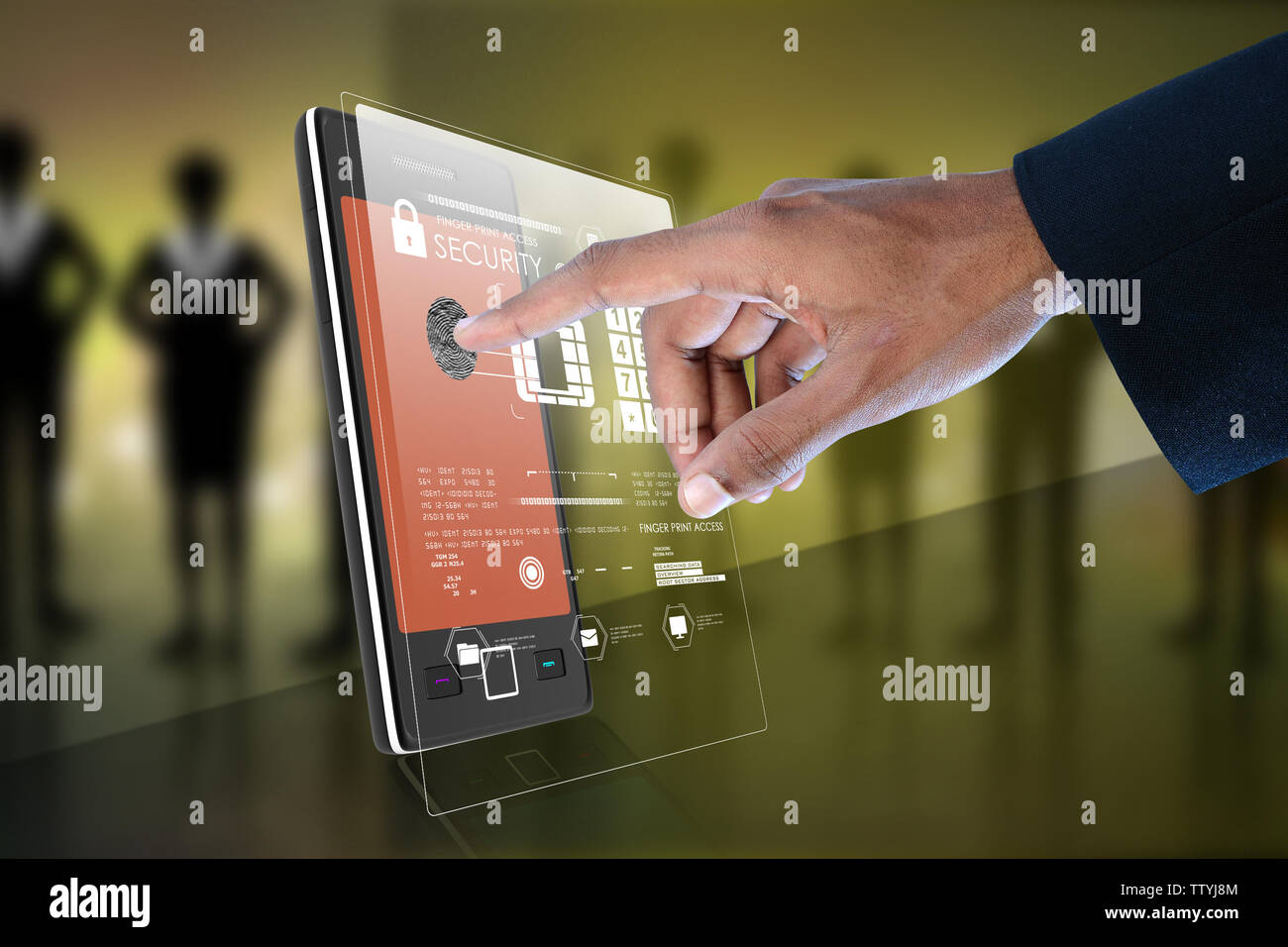 Hand pressing virtual buttons hi-res stock photography and images - Alamy