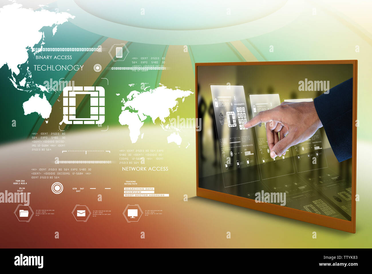 Virtual Button Pc Businessman pressing virtual buttons Stock Photo - Alamy