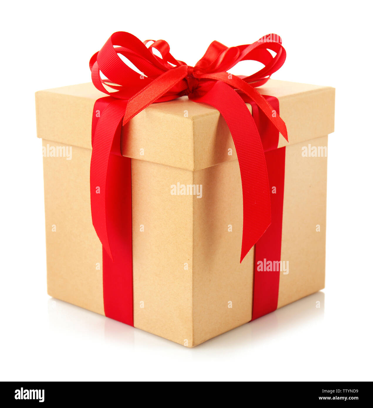 Gift box with red ribbon bow isolated on white background Stock Photo ...