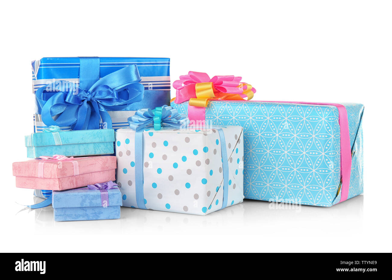 Set of gift boxes isolated on white Stock Photo - Alamy