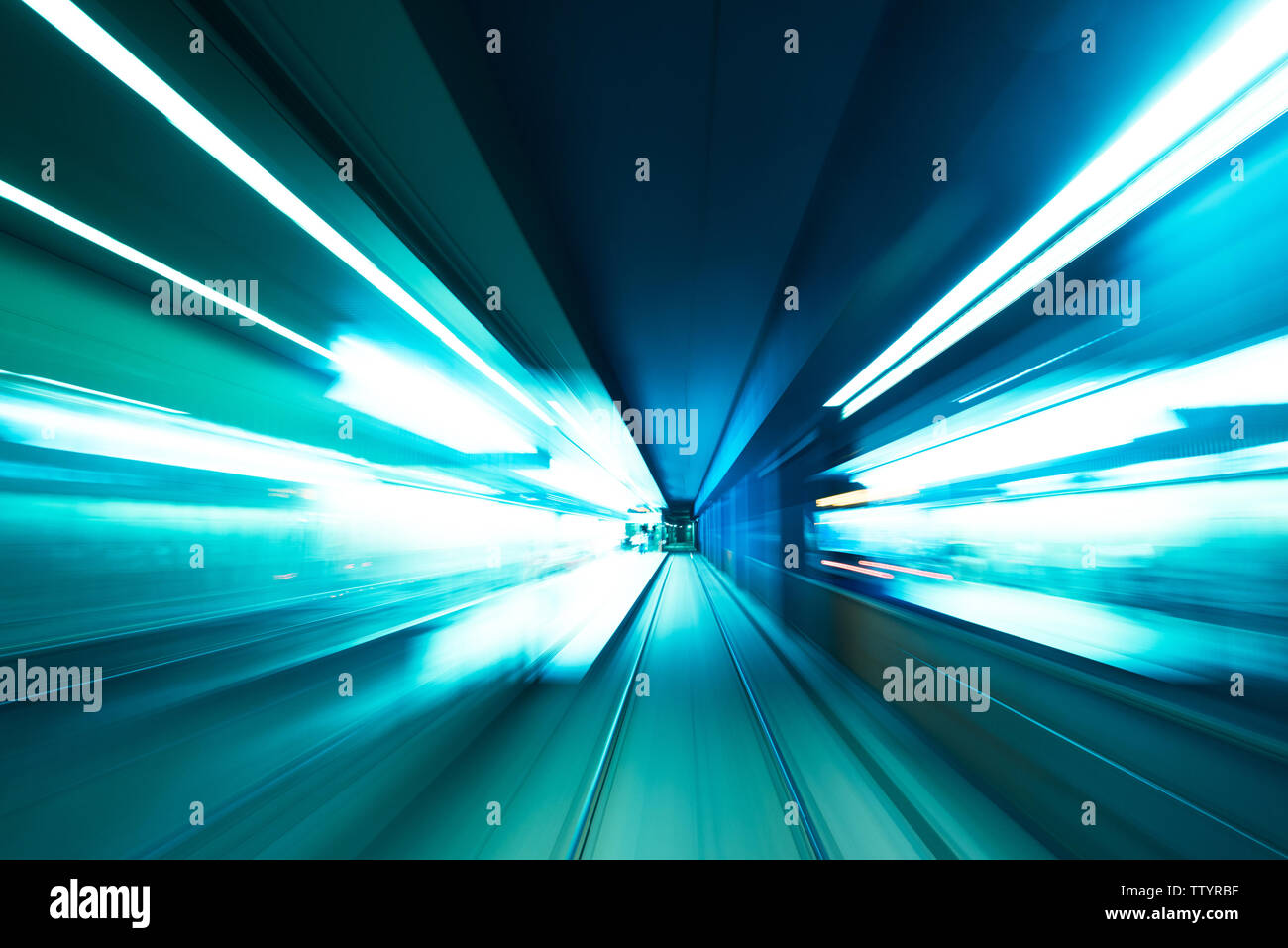 Speed underground railway motion blur Stock Photo