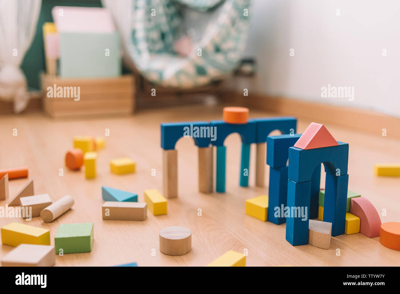 kindergarten wooden building blocks