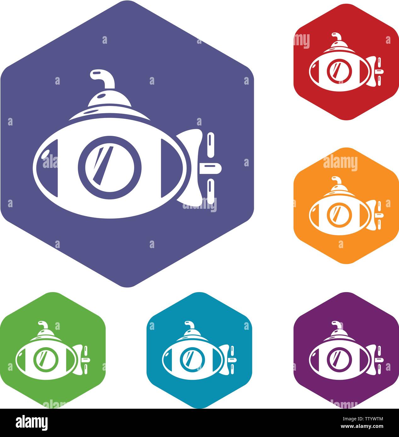 Submarine icons vector hexahedron Stock Vector