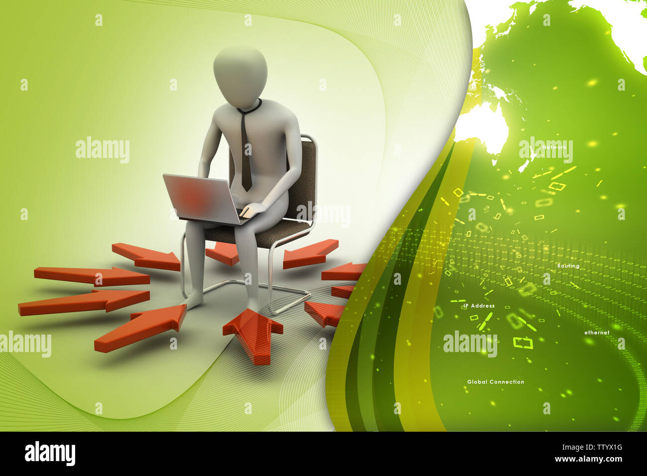 3d man working on laptop Stock Photo - Alamy