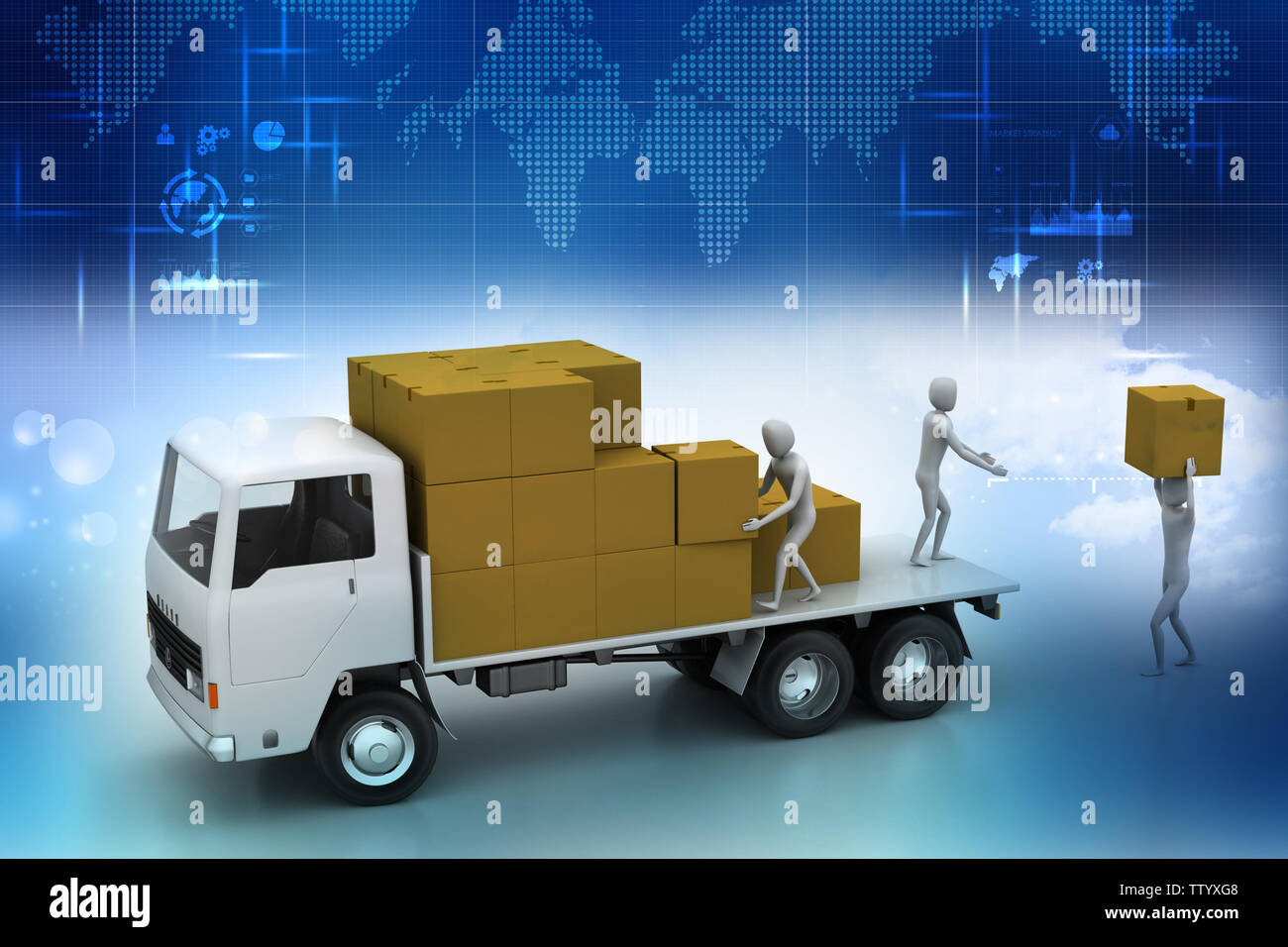Transportation trucks in freight delivery Stock Photo