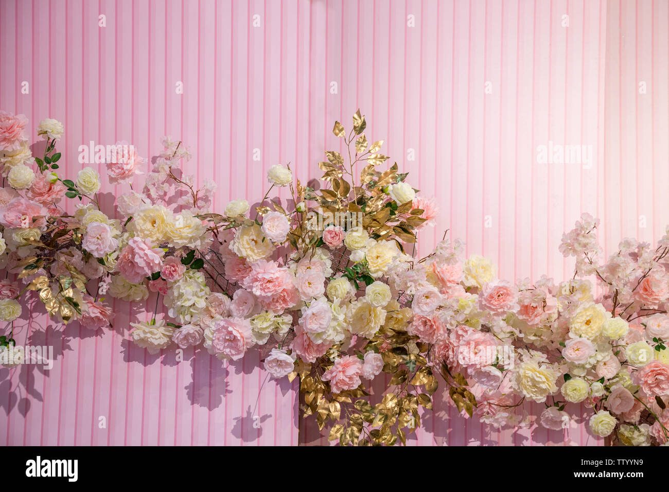 Indoor wedding flower bed closeup Stock Photo Alamy