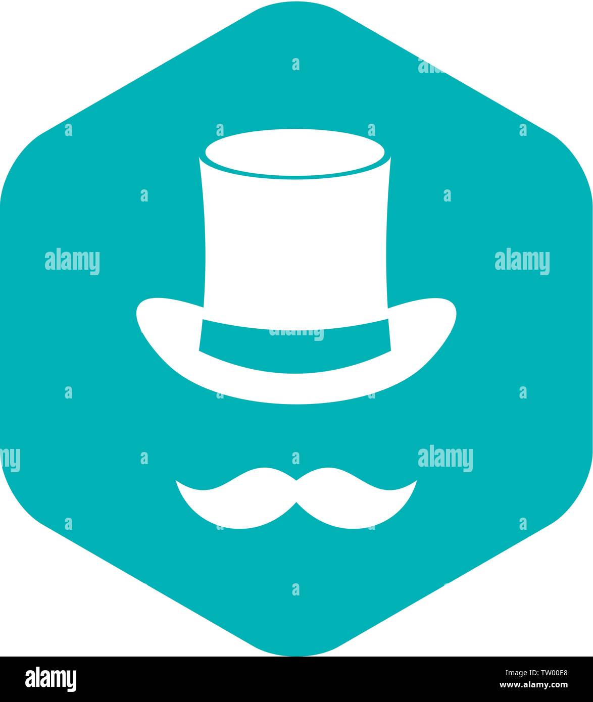 Magic black hat and mustache icon, simple style Stock Vector