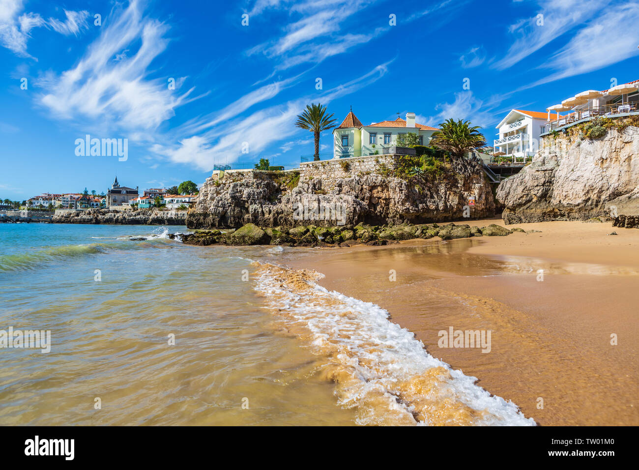 The Praia da Conceicao beach in Cascais, Portugal Stock Photo - Alamy