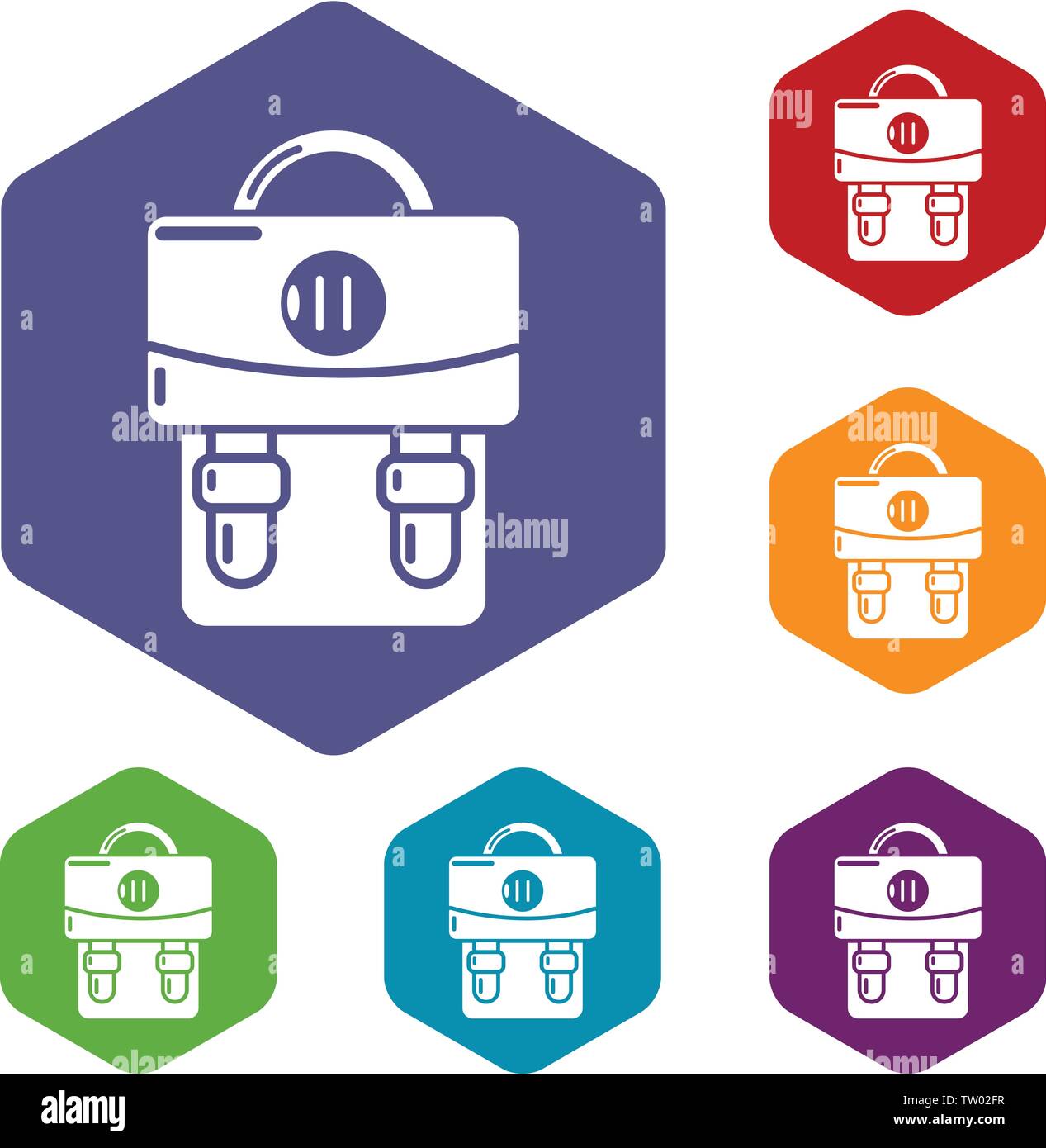 Backpack luggage icons vector hexahedron Stock Vector
