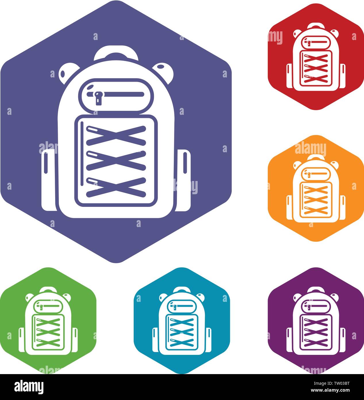 Backpack student icons vector hexahedron Stock Vector