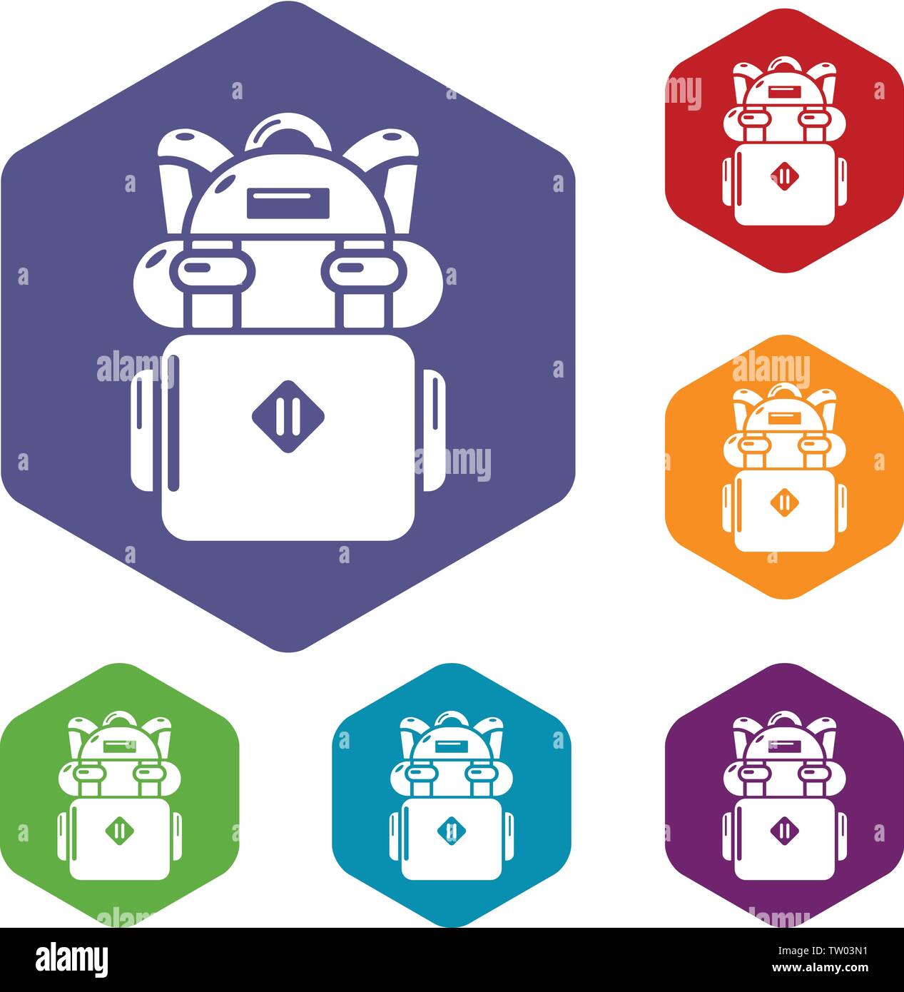 Backpack hiking icons vector hexahedron Stock Vector