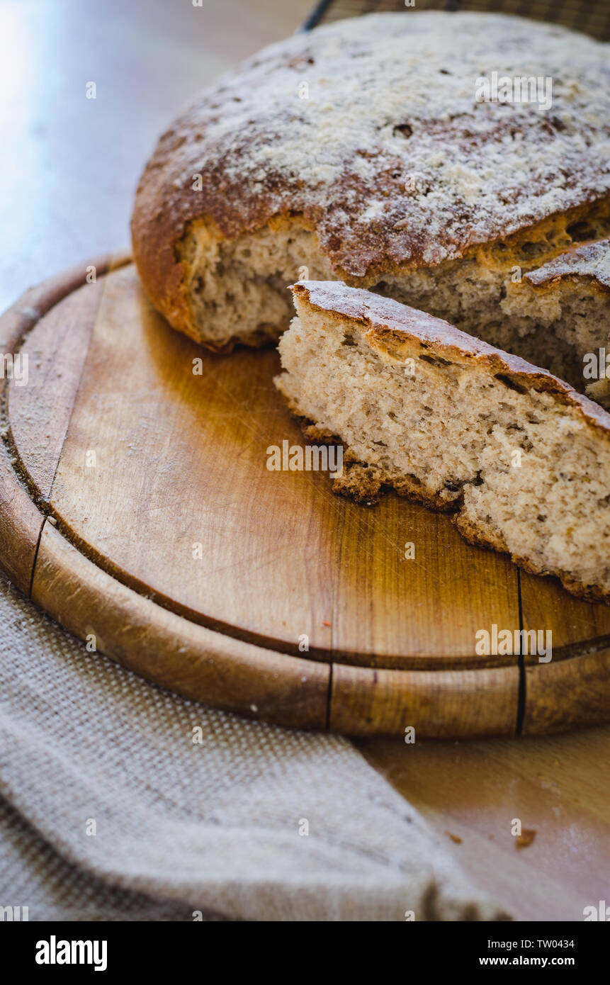 Homemade Rustic Multigrain Bread Stock Photo