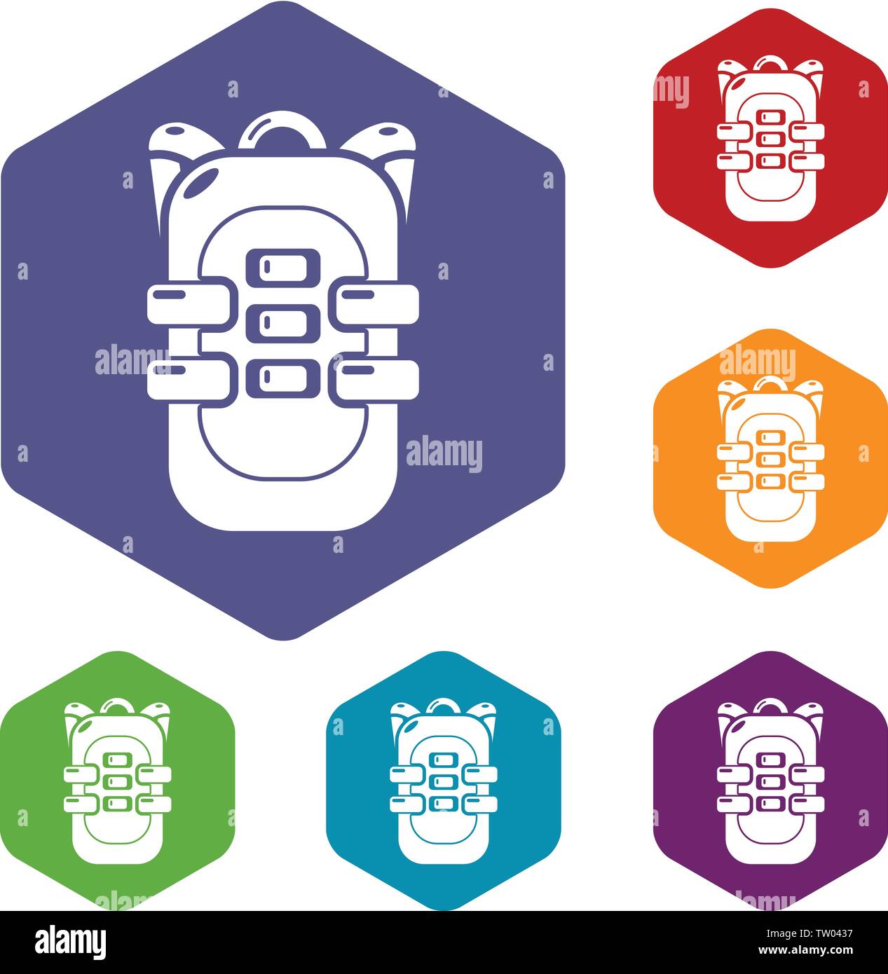 Backpack travel icons vector hexahedron Stock Vector