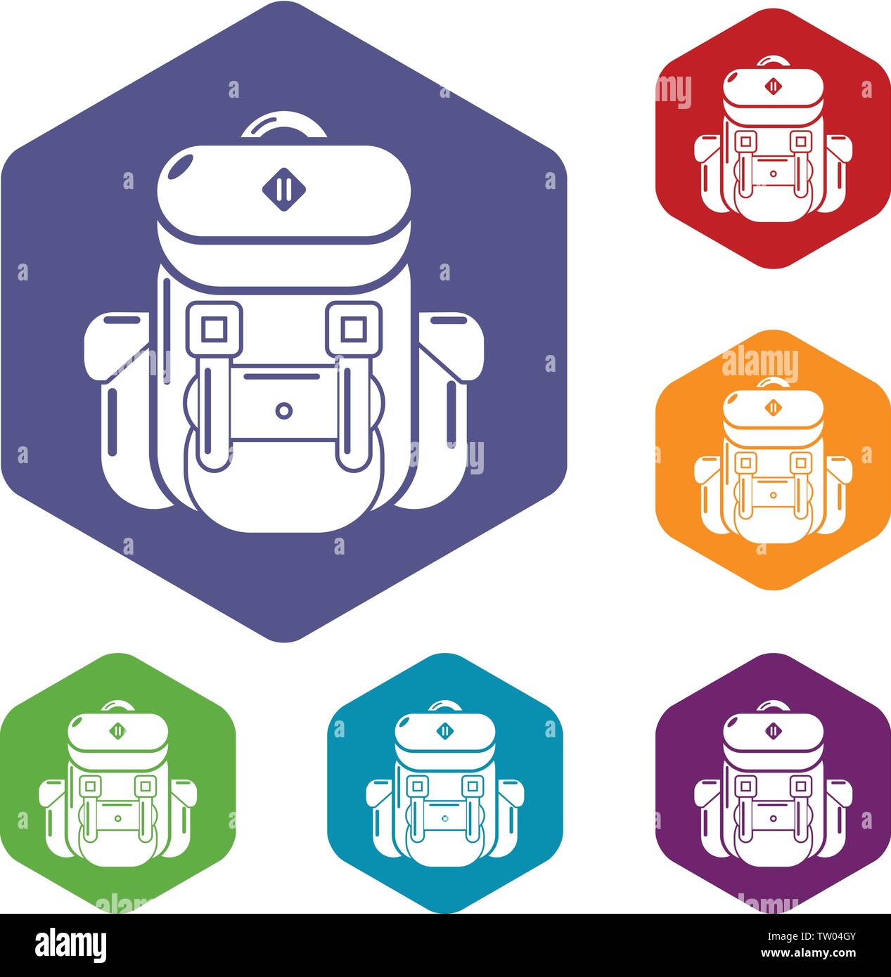 Backpack tourism icons vector hexahedron Stock Vector