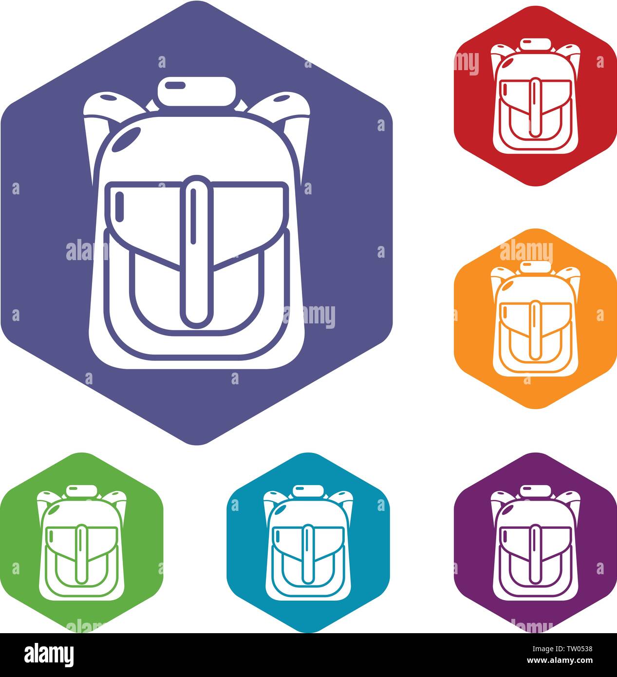 Backpack element icons vector hexahedron Stock Vector