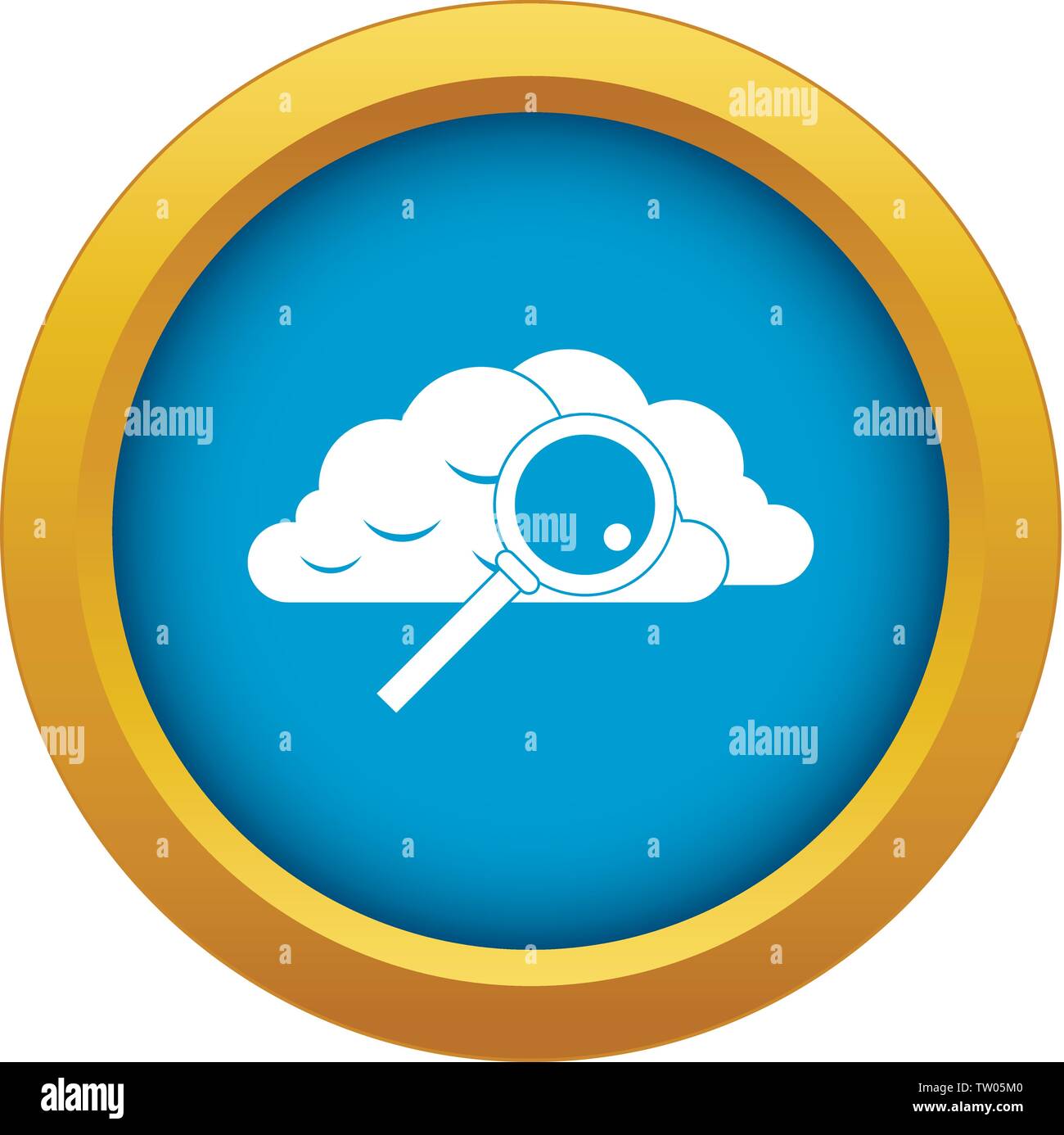 Cloud with magnifying glass icon blue vector isolated Stock Vector ...