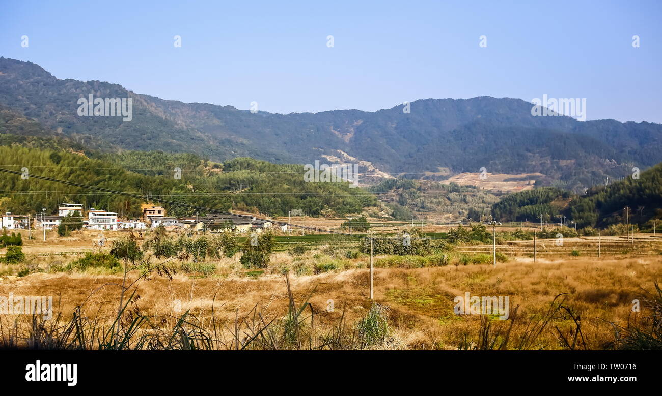 Landscape of the mountain village Stock Photo - Alamy