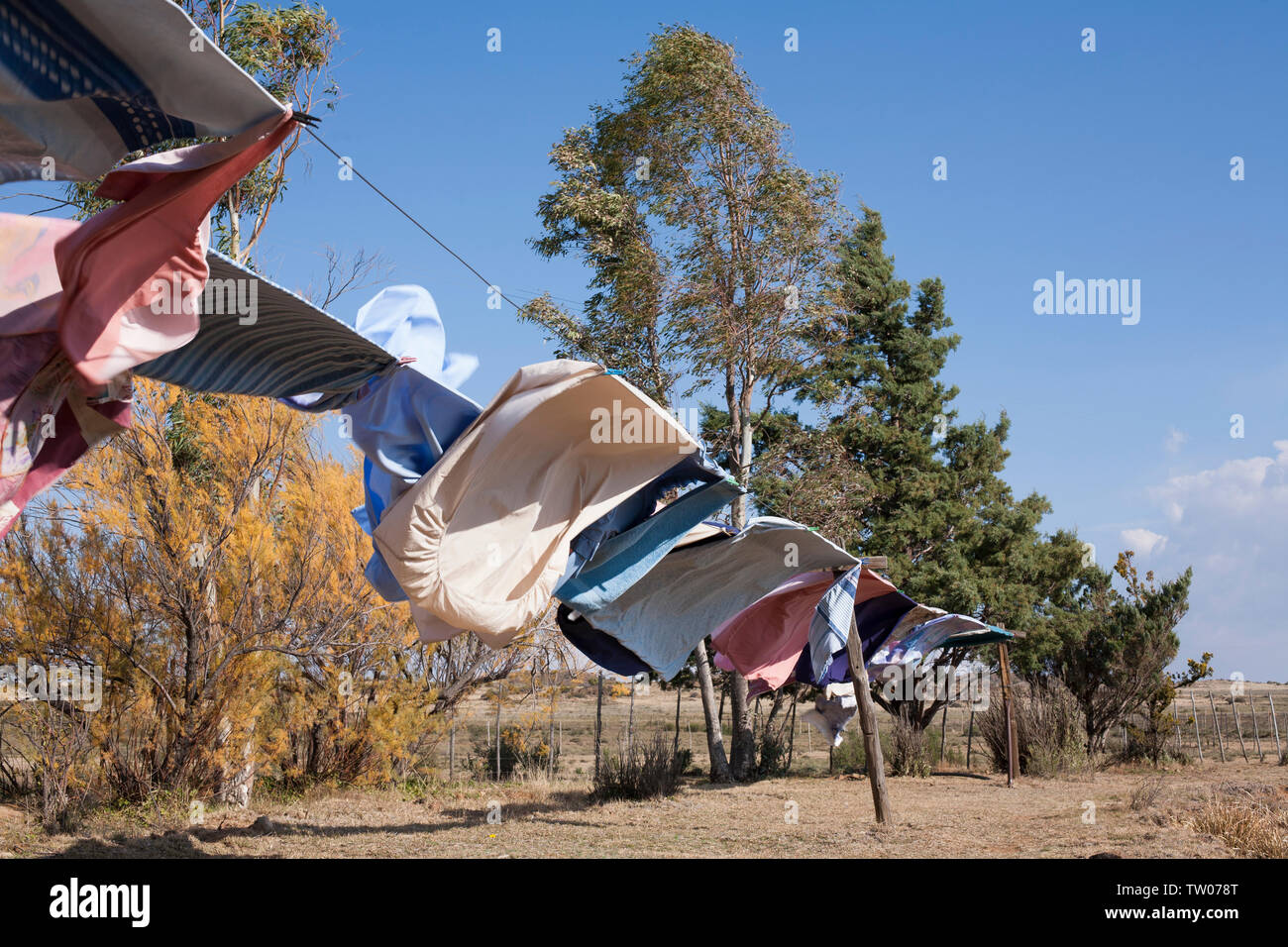Clothes Line Blowing High Resolution Stock Photography And Images Alamy