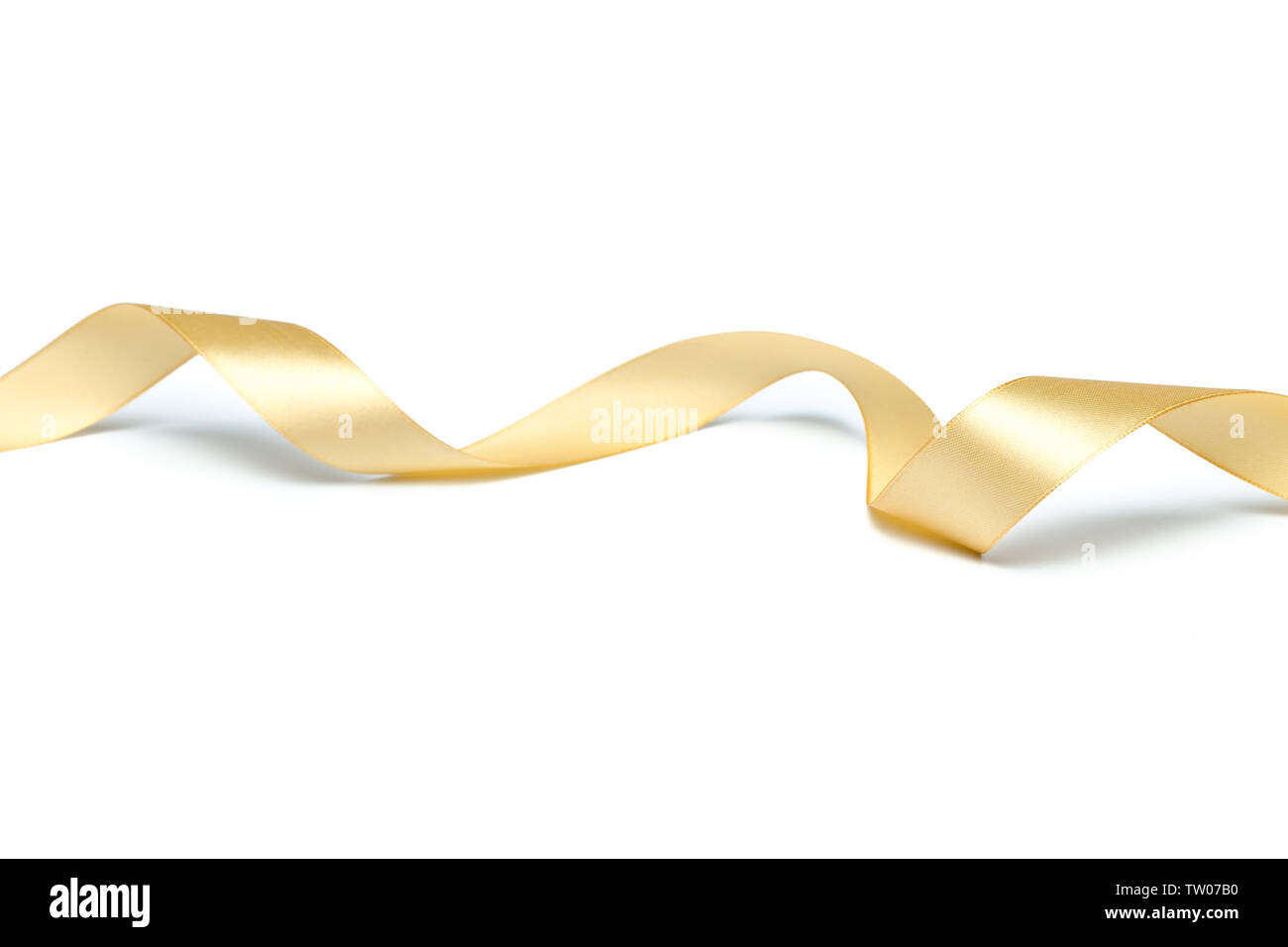 Golden ribbon collection isolated on white Stock Photo - Alamy