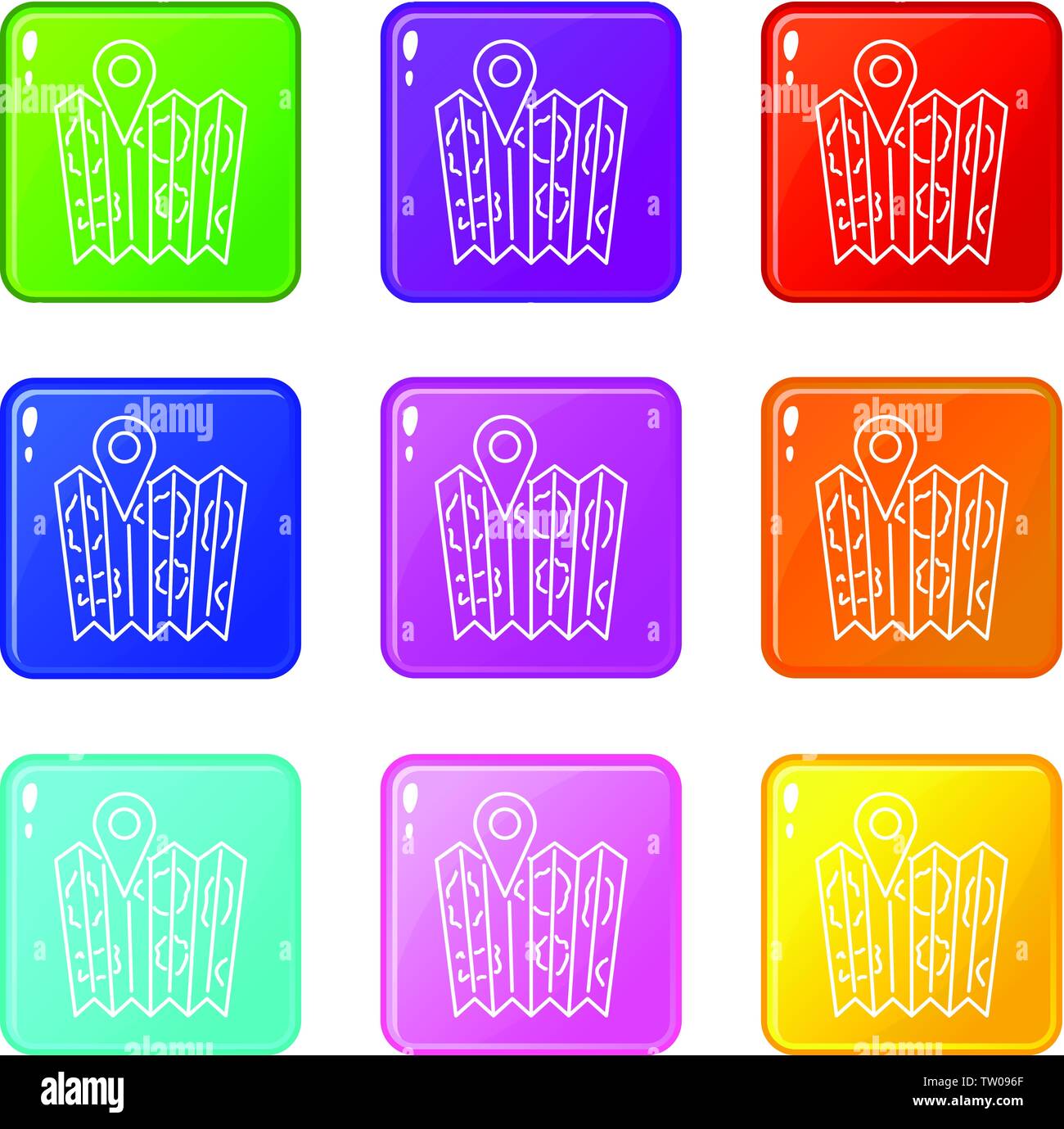 Pin on the map icons set 9 color collection Stock Vector Image & Art ...