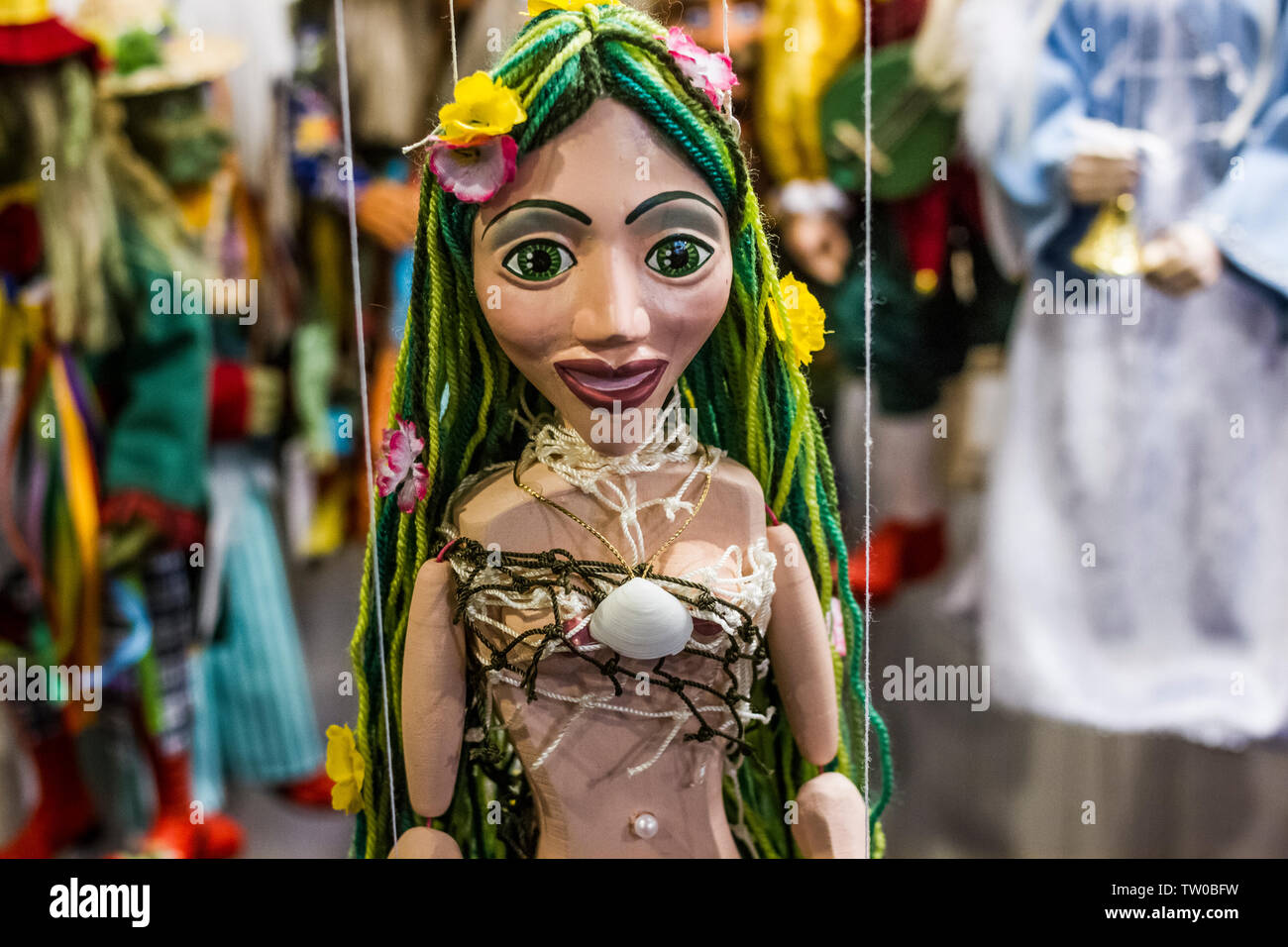 Detail of a puppet in a puppet shop in Prague, The Czech Republic Stock