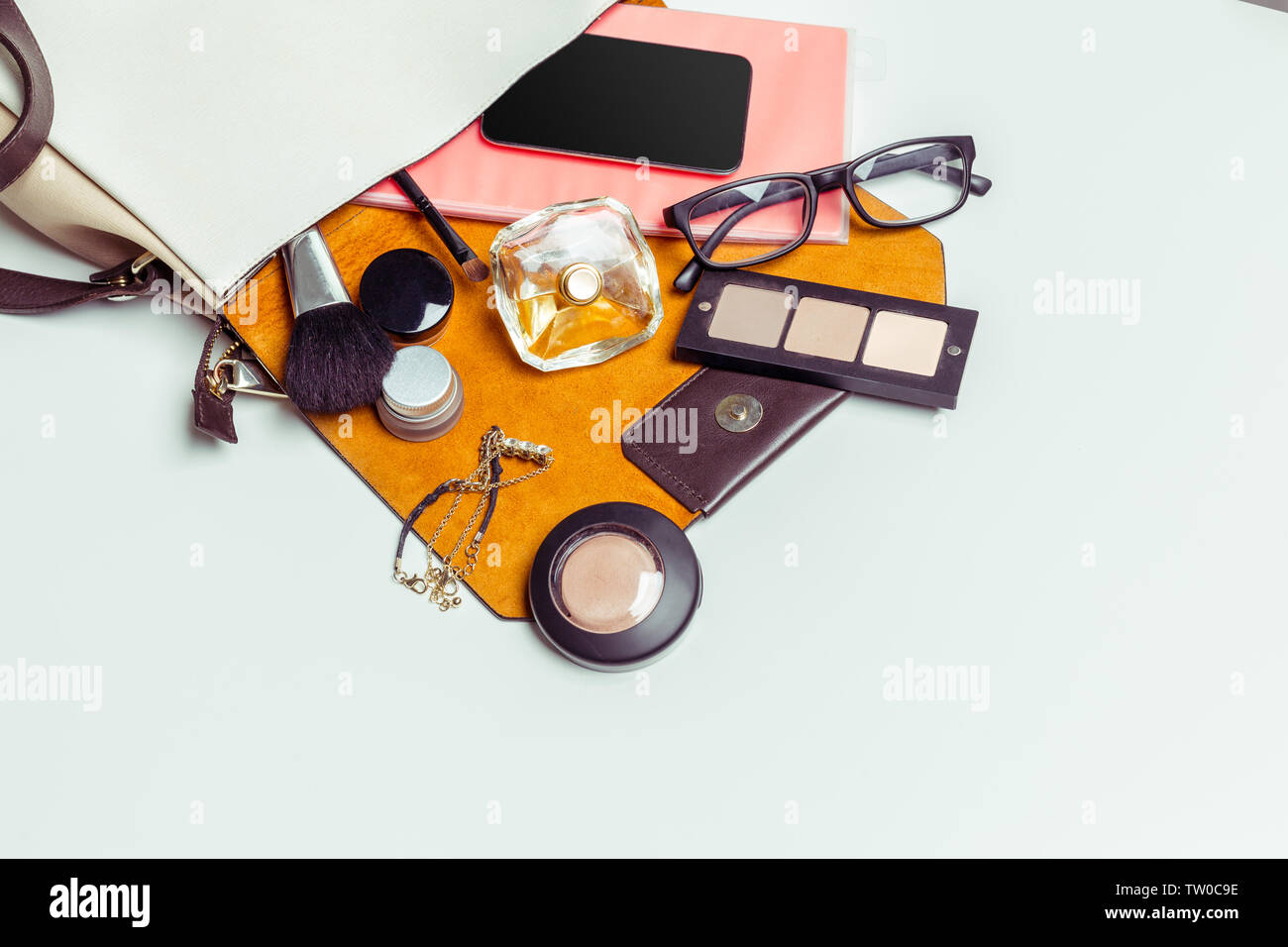 Woman's bag inside out Stock Photo Alamy