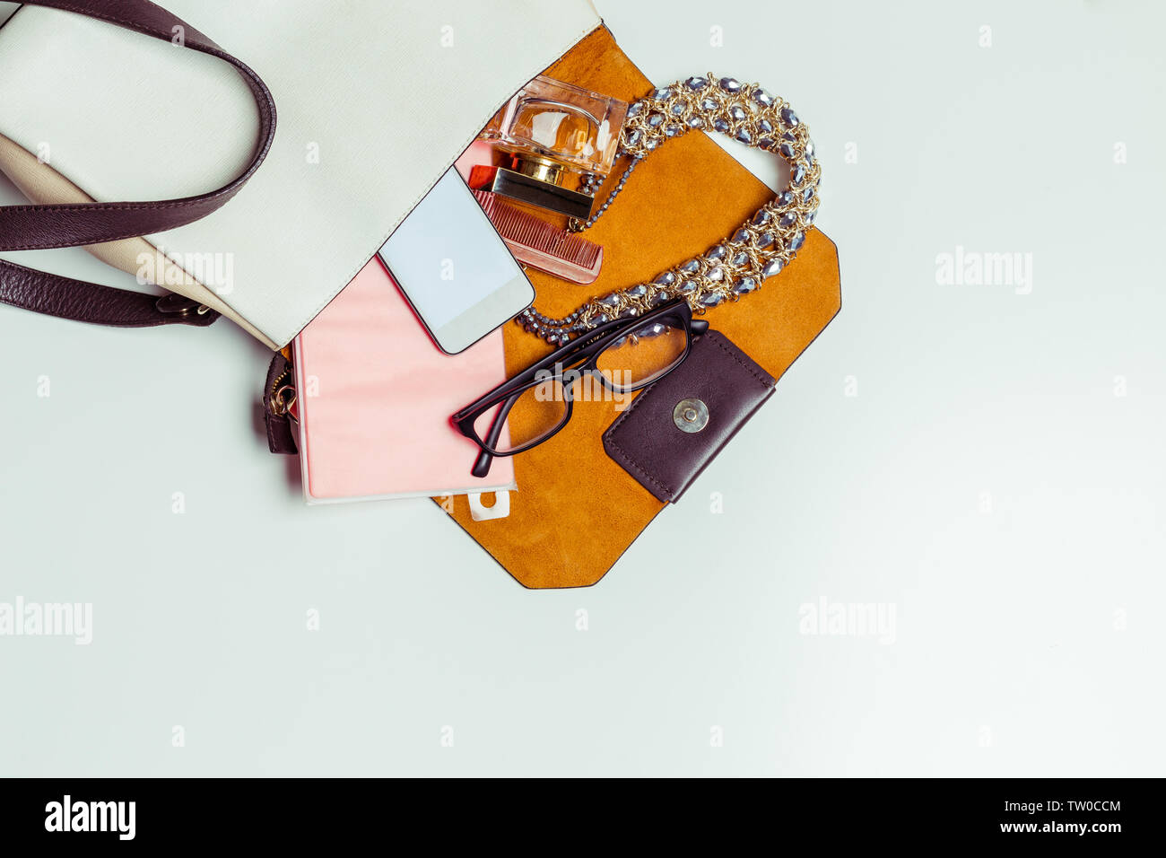 Woman's bag inside out Stock Photo Alamy
