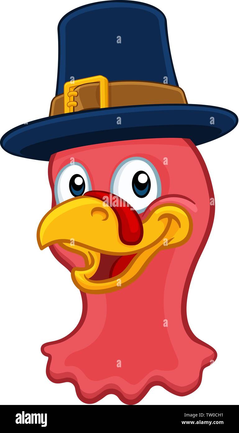 Turkey Pilgrim Hat Thanksgiving Cartoon Character Stock Vector Image ...
