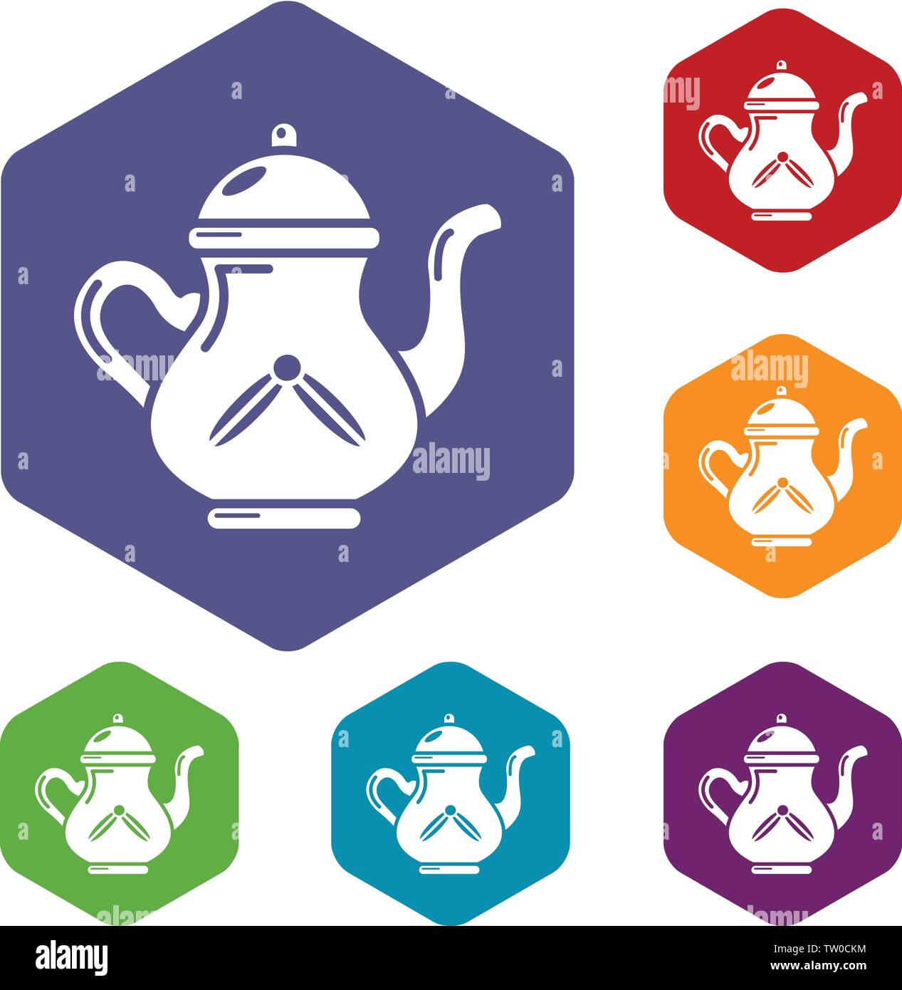 Kettle tea icons vector hexahedron Stock Vector