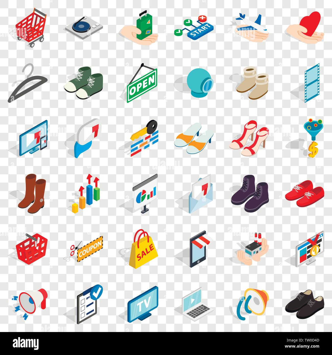 Clothes icons set, isometric style Stock Vector